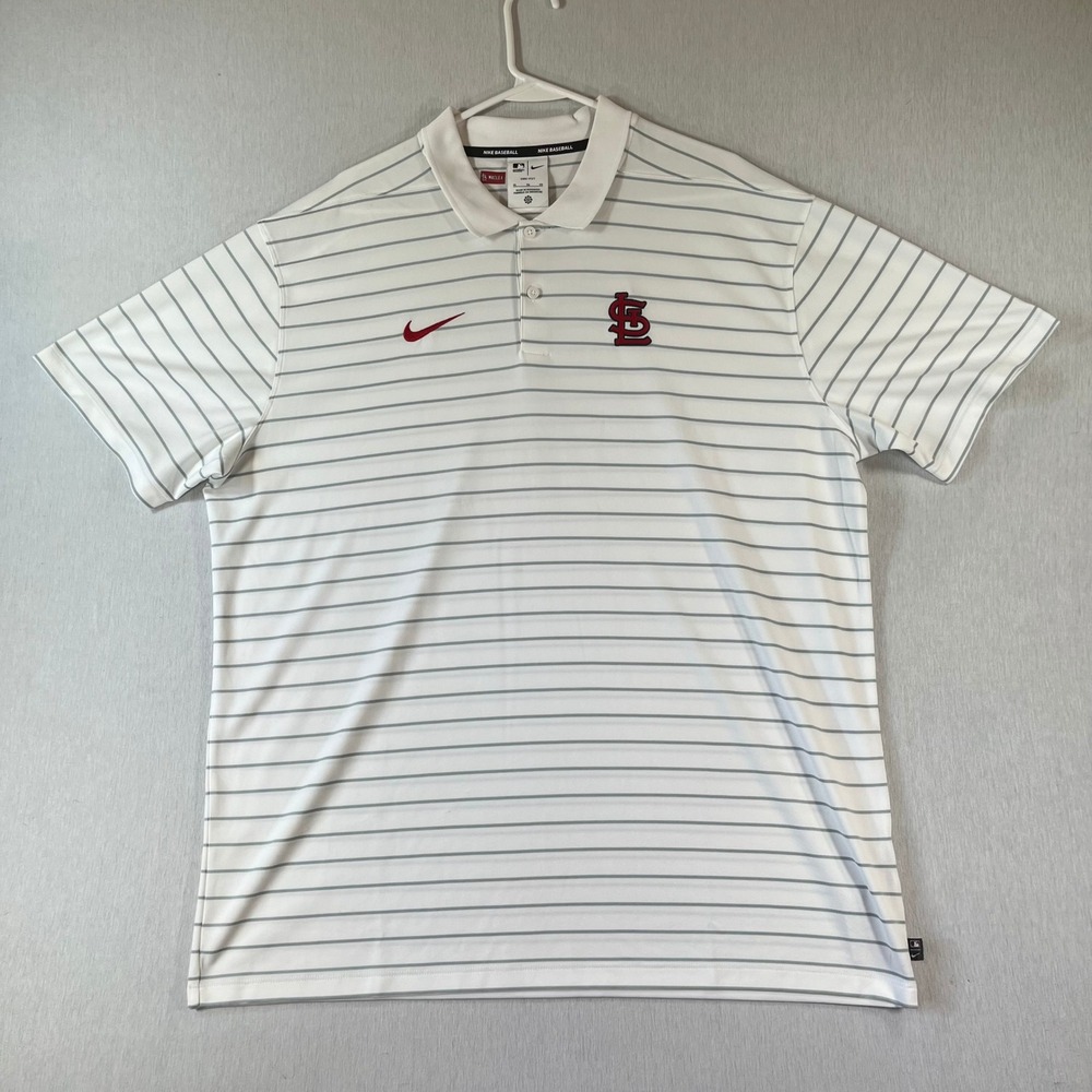 Nike Polo Mens XL St Louis Cardinals MLB Authentic Collection Dri-FIT Striped
